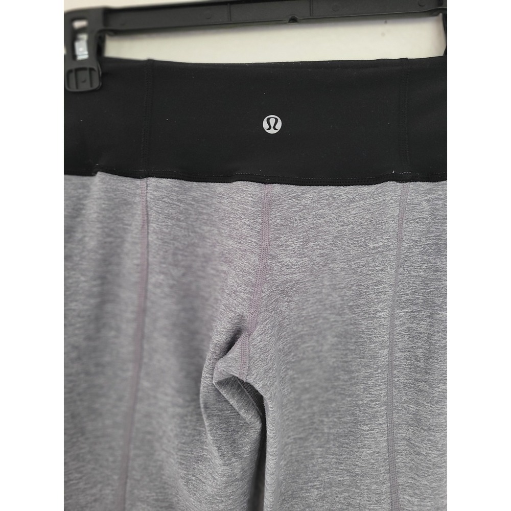 Lululemon Capri Wide Leggings Black Waist Grey Reversible‎ Activewear Size 2 #7 - Picture 2 of 6